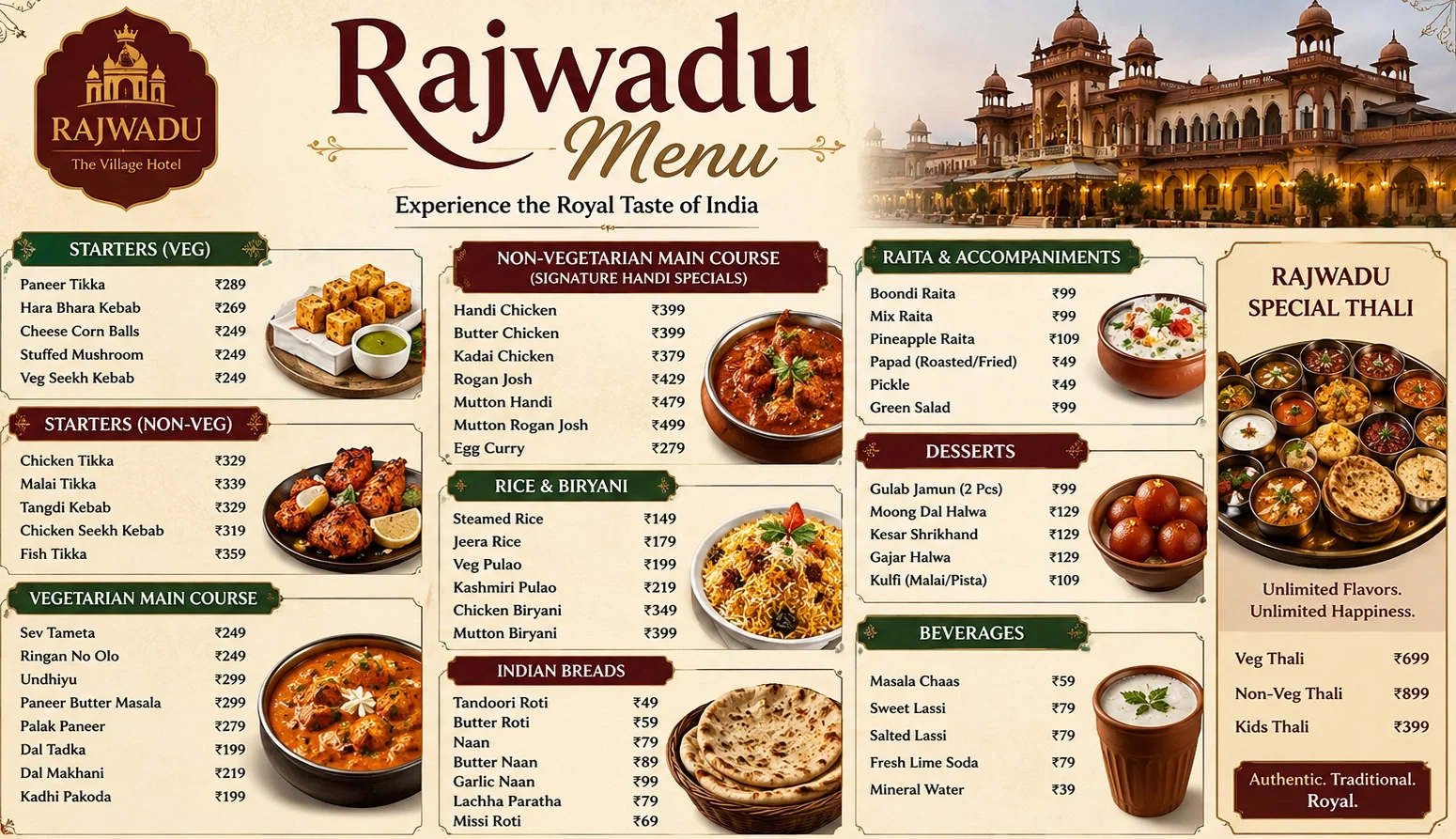 Rajwadu Menu